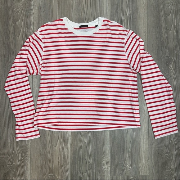 ATM Anthony Thomas Melillo Tops - ATM Anthony Thomas‎ Melillo Red White Striped Long Sleeve Cotton Top Size L